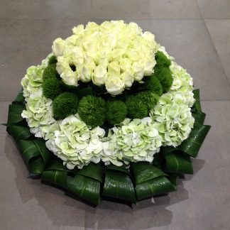 Coussin rond blanc biedermeier